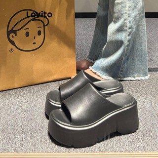 (Trendy) Lovito Casual simples moda versátil sola macio antiderrapante sandália plana para mulher LFA73274 em Oferta na Shopee