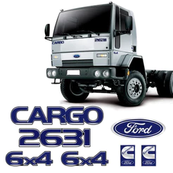 Kit Emblemas Cargo 2631 6x4 Adesivos Caminhão Ford Cummins