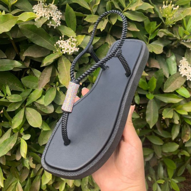 Sandália Rasteirinha Feminina Plana Confortável Tiras Brilhos Delicada Chinelo Feminino