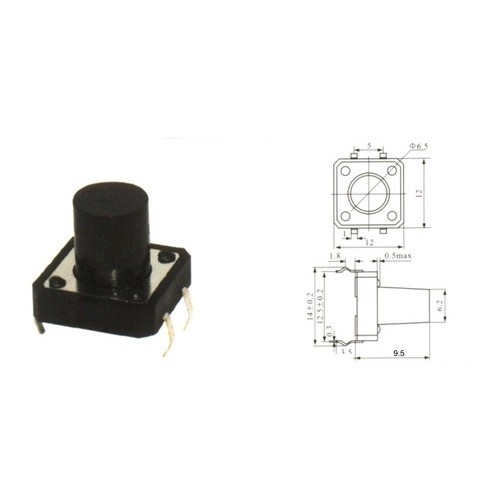 Chave Tactil 12x12x9,5mm 180º 4 Terminais