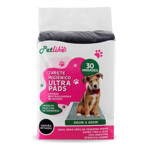 Tapete Higiênico Cães Ultra Pads 60x60 30un Carvão Ativado