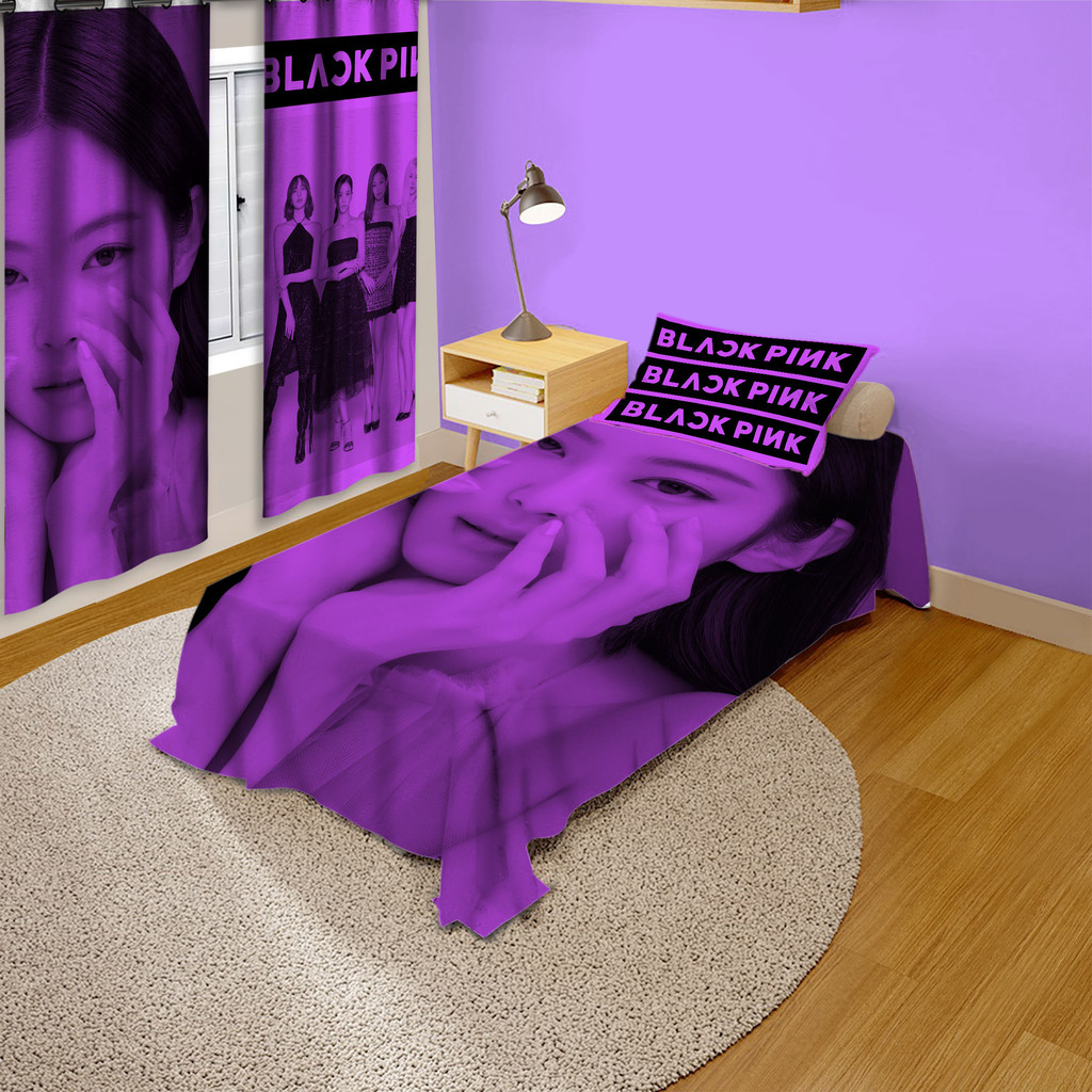 Quarto Estilo K-idol Roxo Decoração Cobre Leito Cortina Fashion Menina Poderosa Avulsa Ou Kit