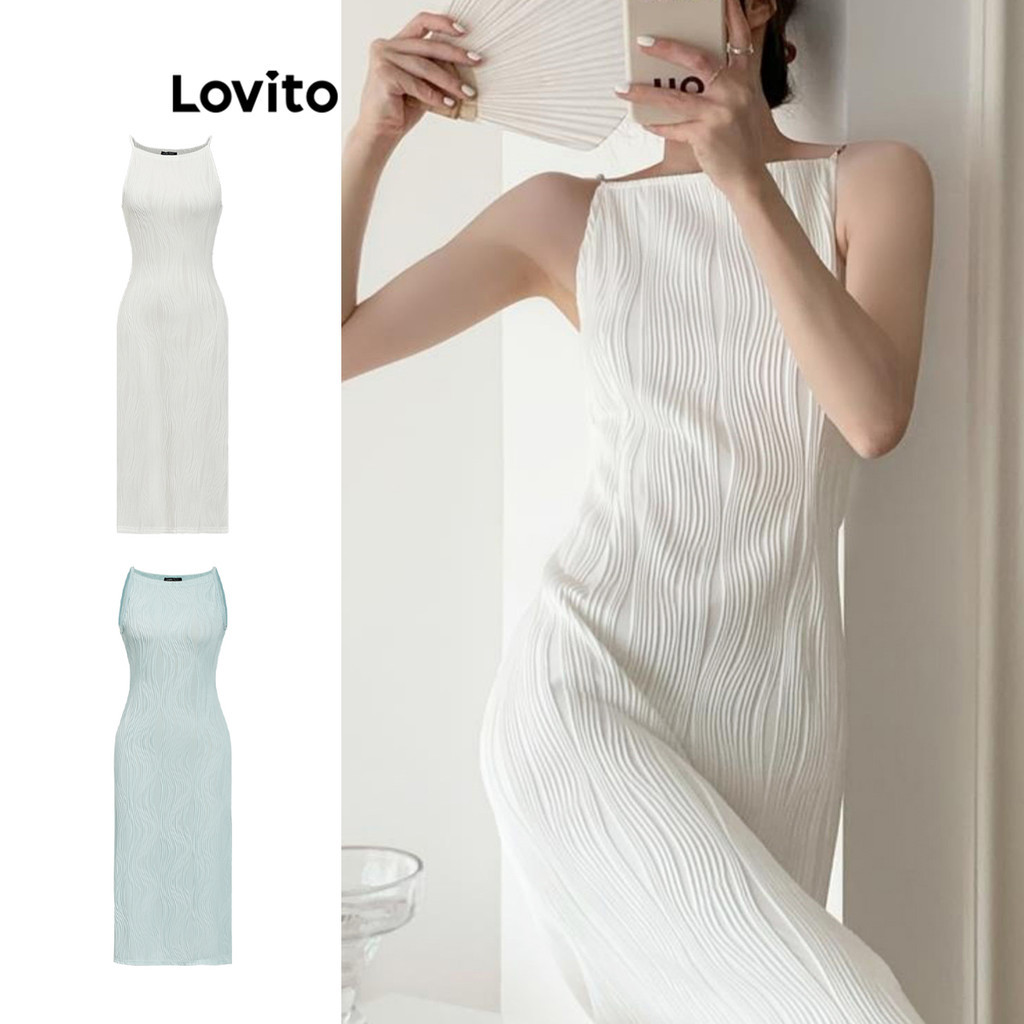 Lovito Elegante Vestido Feminino Liso Plissado L86ED203 - Women Clothes