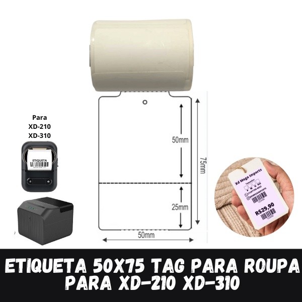 1 rolo Tag Para Roupa Térmica Não Usa Ribbon 50x75 em Oferta na Shopee