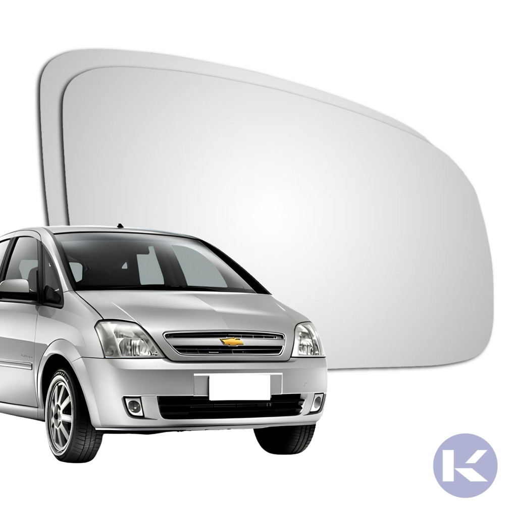 Lente Espelho Retrovisor Convexo Metalizado Com Base Meriva 2003 a 2012 Celta Prisma 2007 a 2012