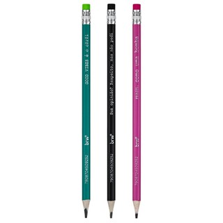 Kit 3 Lapis Grafite N°2/HB Triangular Good Vibes Satiras com Borracha na Ponta · Brw