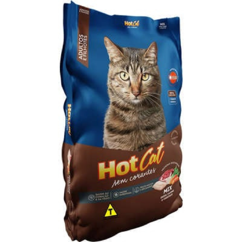 Ração Hot Cat Mix 10,1Kg Mix Sem Corantes Pra Gatos