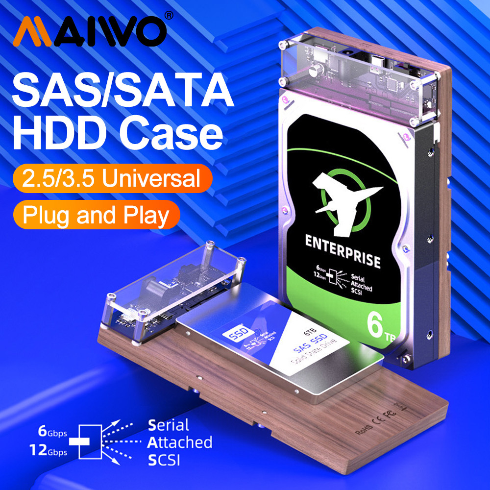 MAIWO 2.5/3.5 Polegada SAS Gabinete De Disco Rígido Externo Para " As SATA HDD SSD Caso USB 3.0 Docking Station