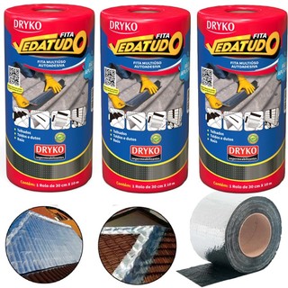 KIT 3 Fitas asfáltica auto adesiva aluminizada multiuso 30 cm x 10 m em Oferta na Shopee