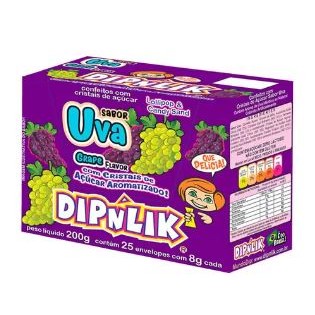 Pirulito com cristais de açúcar sabor uva caixa com 25 unidades - Dipnlik
