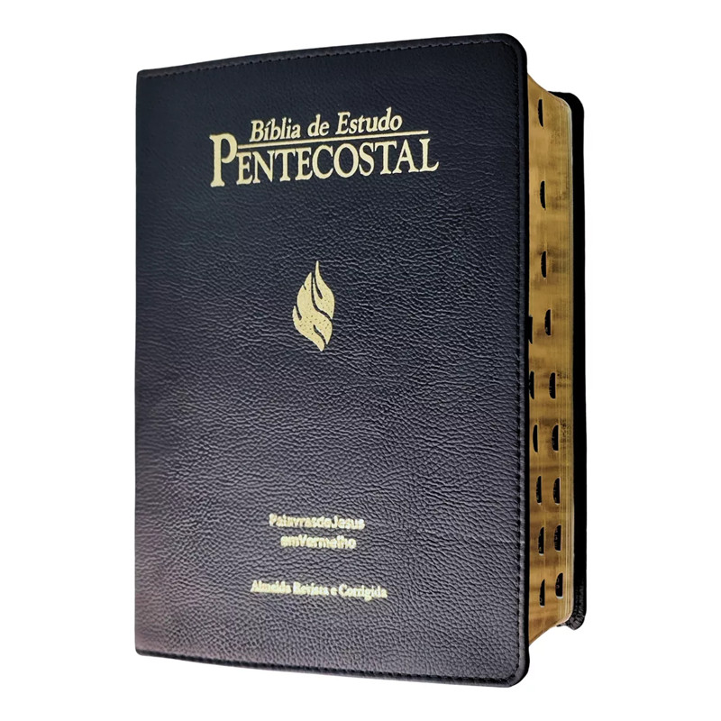 BIBLIA DE ESTUDO PENTECOSTAL | ARC | CAPA DE COURO LEGÍTIMO PRETO