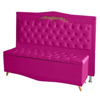 Kit Cabeceira De Cama Box E Calçadeira Baú Madri Queen 160 Cm Suede Rosa Pink Do Lar Móveis E Decoração em Oferta na Shopee
