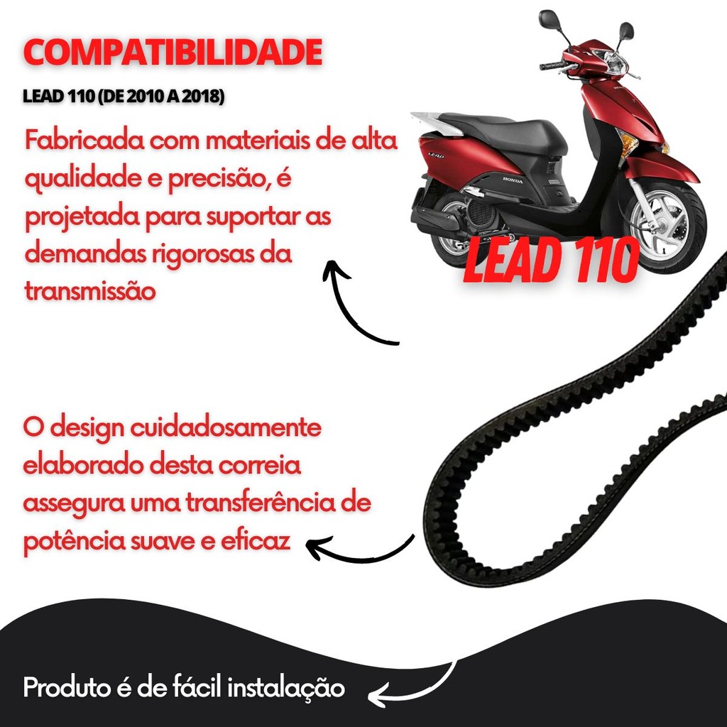 Correia Transmissão Honda Lead 110 2010 A 2018 Mod Original — imagem 2 de 2