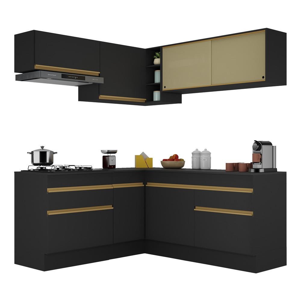 Armário de Cozinha Completa de Canto com Rodapé Veneza Multimóveis V2097 em Oferta na Shopee