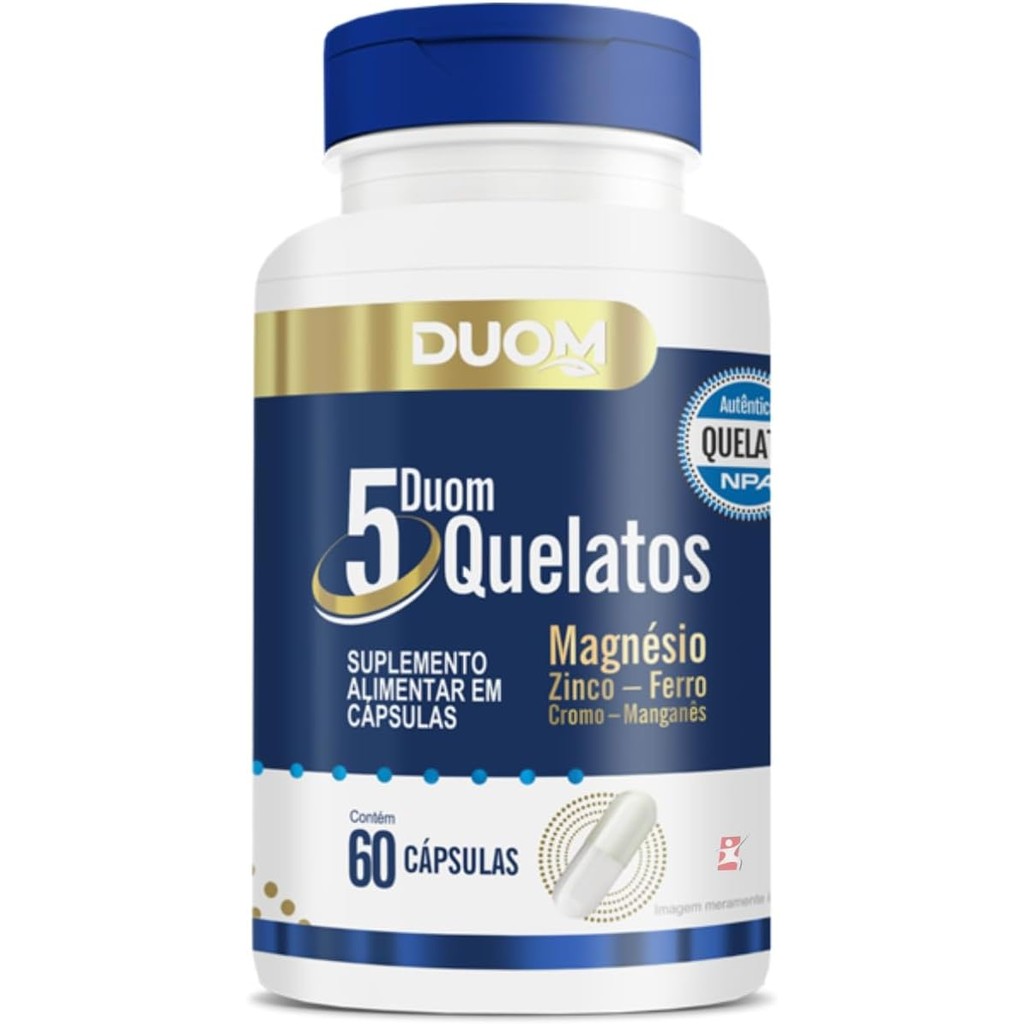 Duom 5 Quelatos Magnésio Zinco Ferro Cromo e Manganês 60 Cápsulas