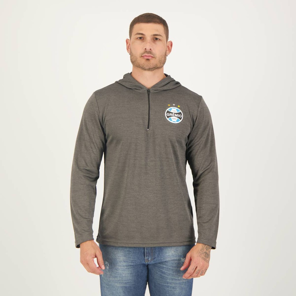 Blusão Grêmio Hoodie Grafite Mescla