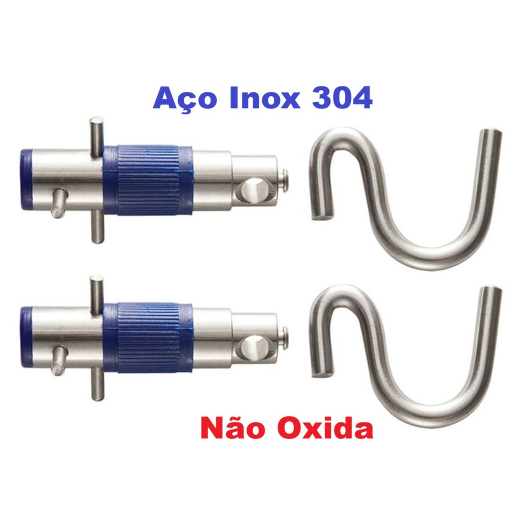 Gancho Armador tipo Batom inox retrátil de atar rede de descanso - 1 Par
