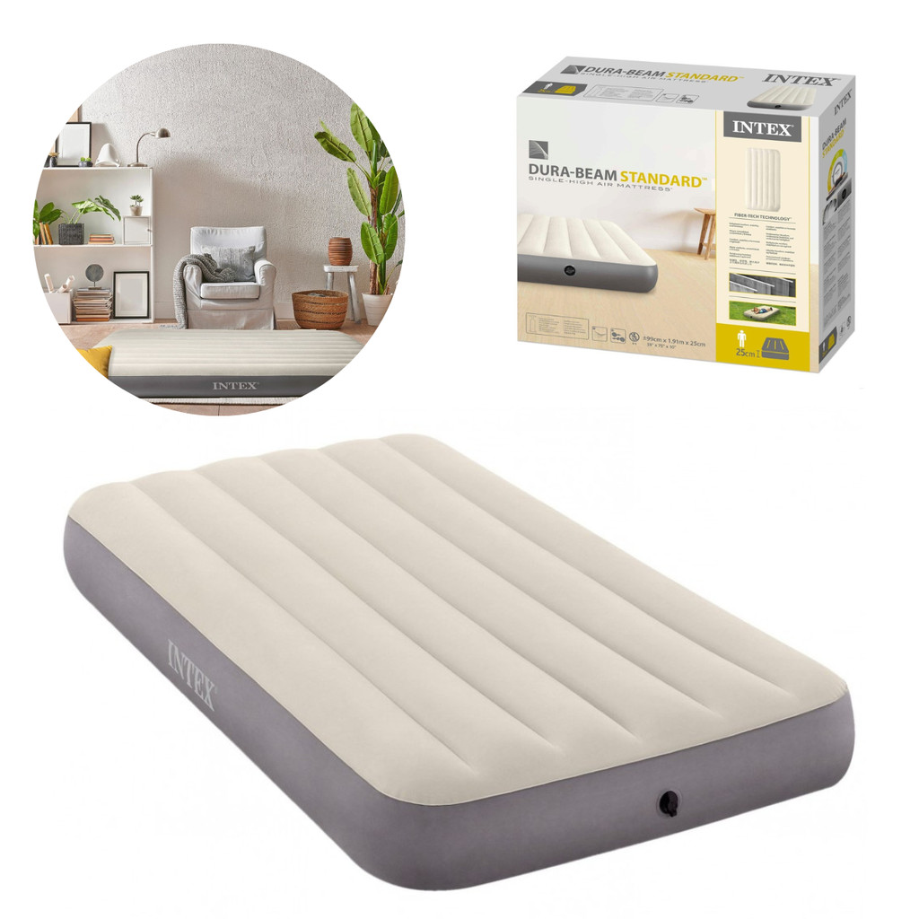 Colchão Inflável Solteiro Maior Twin (191x99x25cm) Dura Beam Single High Intex 64101