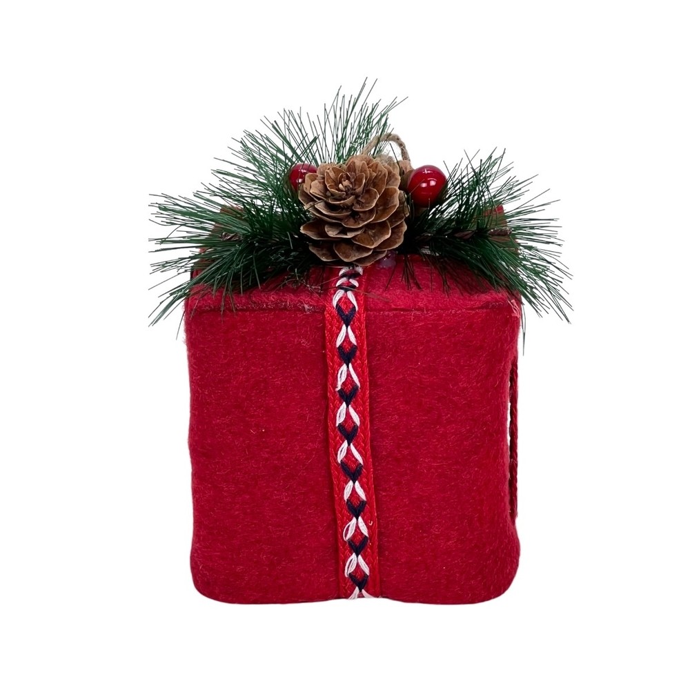 Caixa de Presente Natalina Pendente p/ Árvore de Natal Luxo Tok da Casa