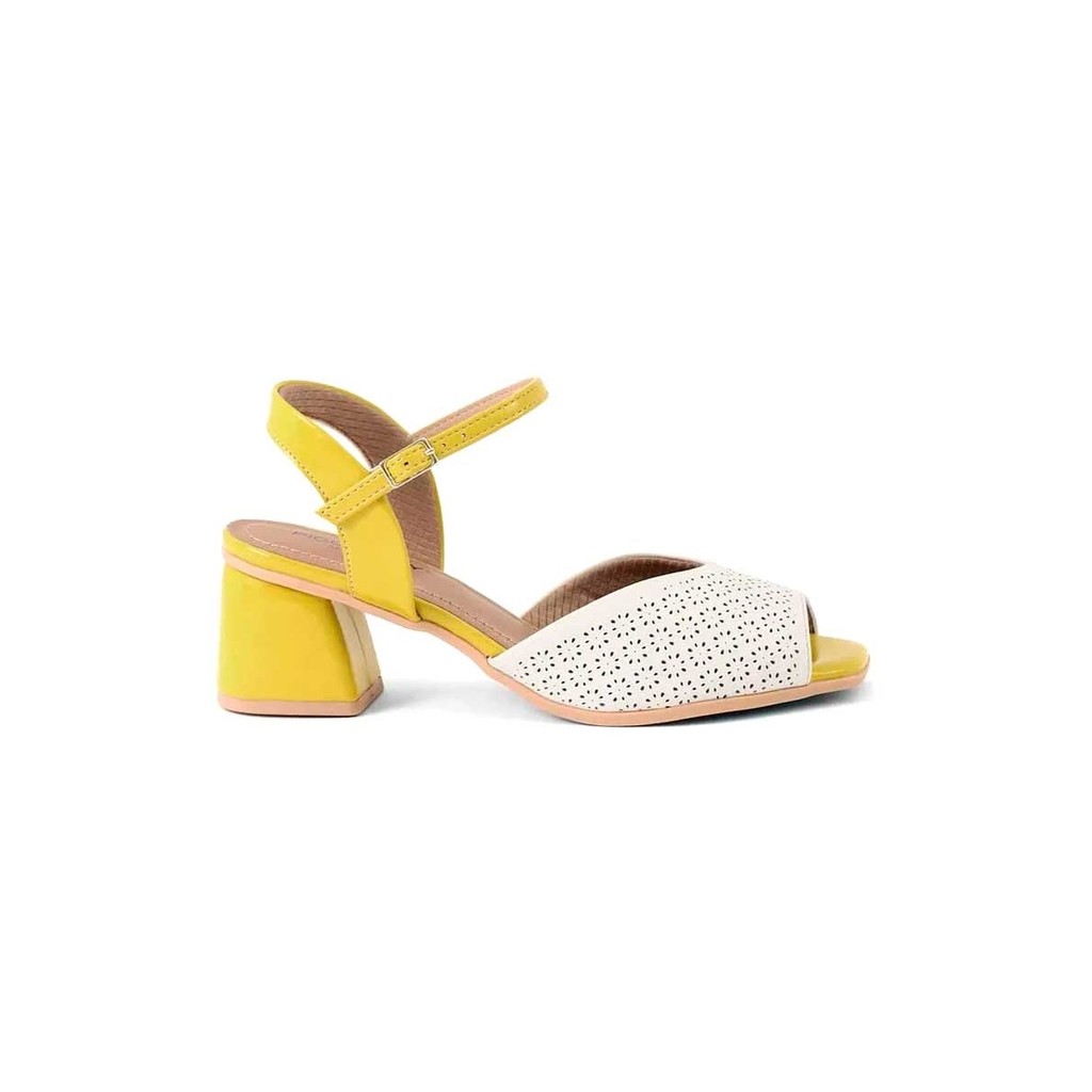 Sandália Piccadilly Adriana Salto Médio 715024 Amarelo - Women Shoes