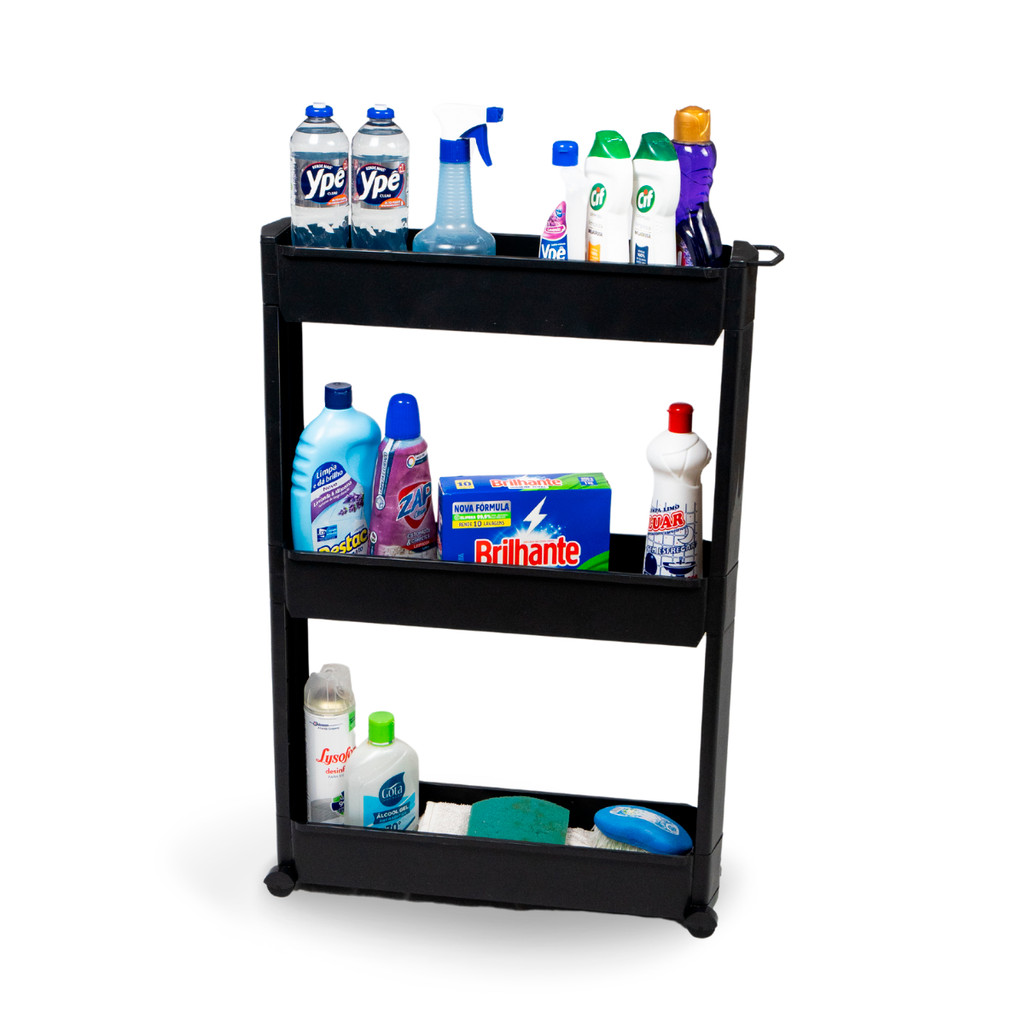 Armário Carrinho Organizador 3 Prateleiras Com Rodinhas Prateleira Multiuso em Oferta na Shopee