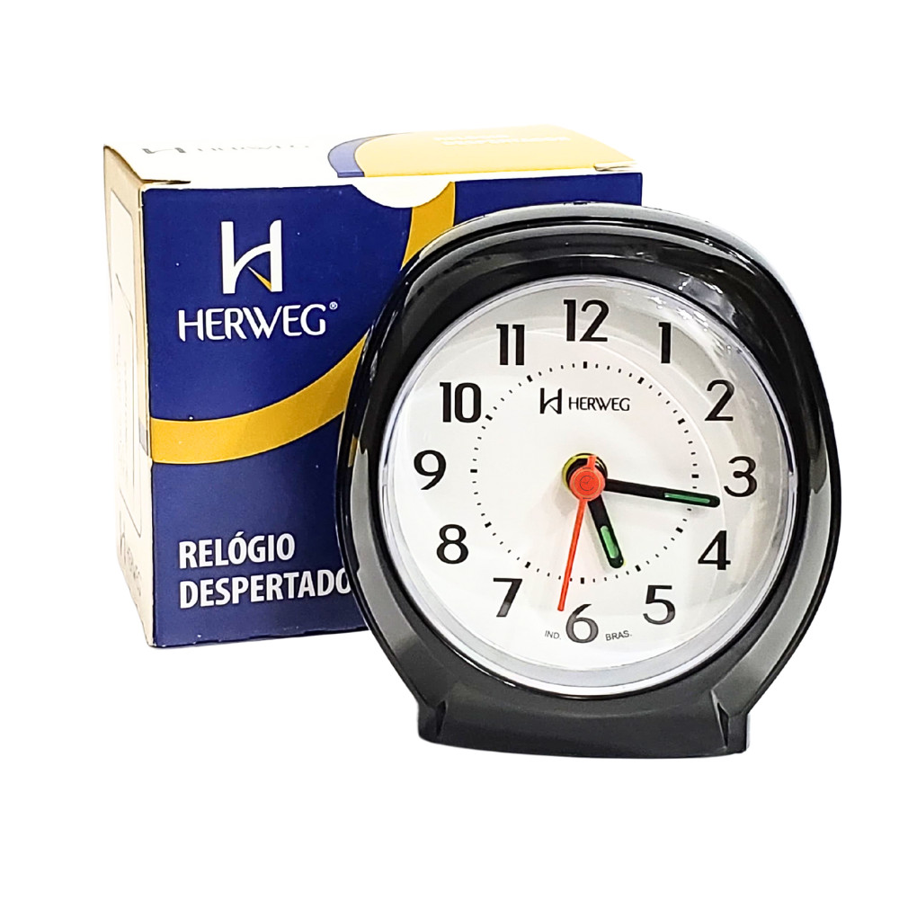 Relógio Despertador Herweg Quartz Analógico Preto 2634 - 034 em Oferta na Shopee