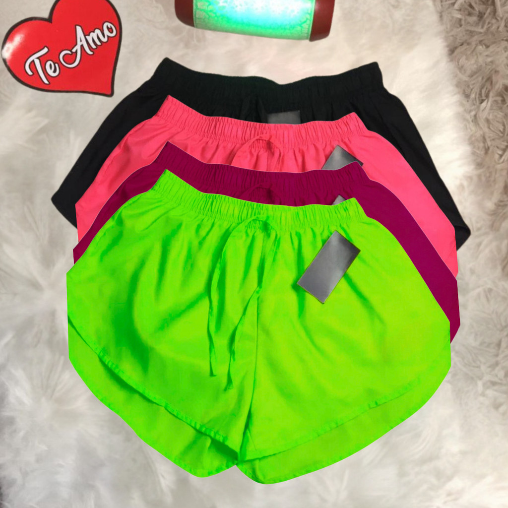 KIT 4 Short  Tactel Feminino Casual Saida De Praia Corrida Boxer Shorts Academia Shortinho  Caminhada P Ao EXG