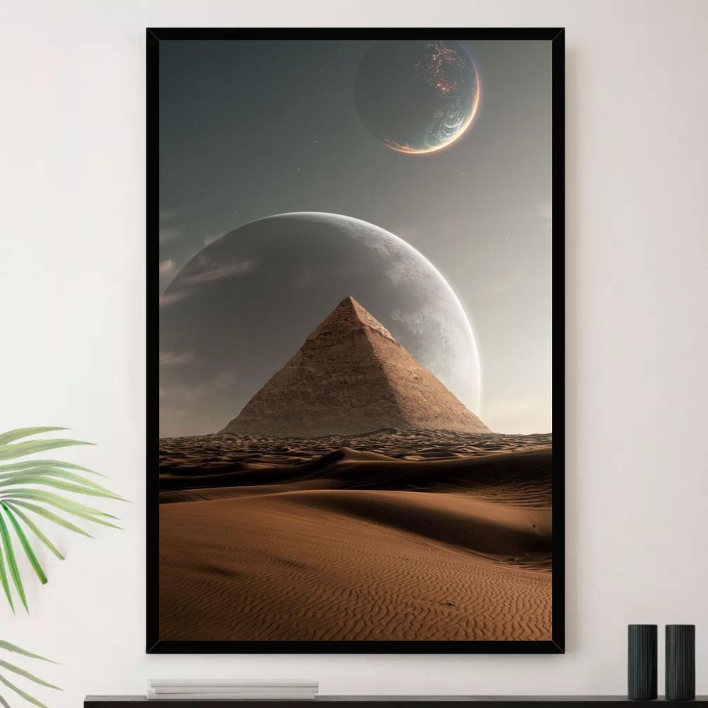 Quadro Lua Cheia Piramide Egito Decorativo A4 23x33cm
