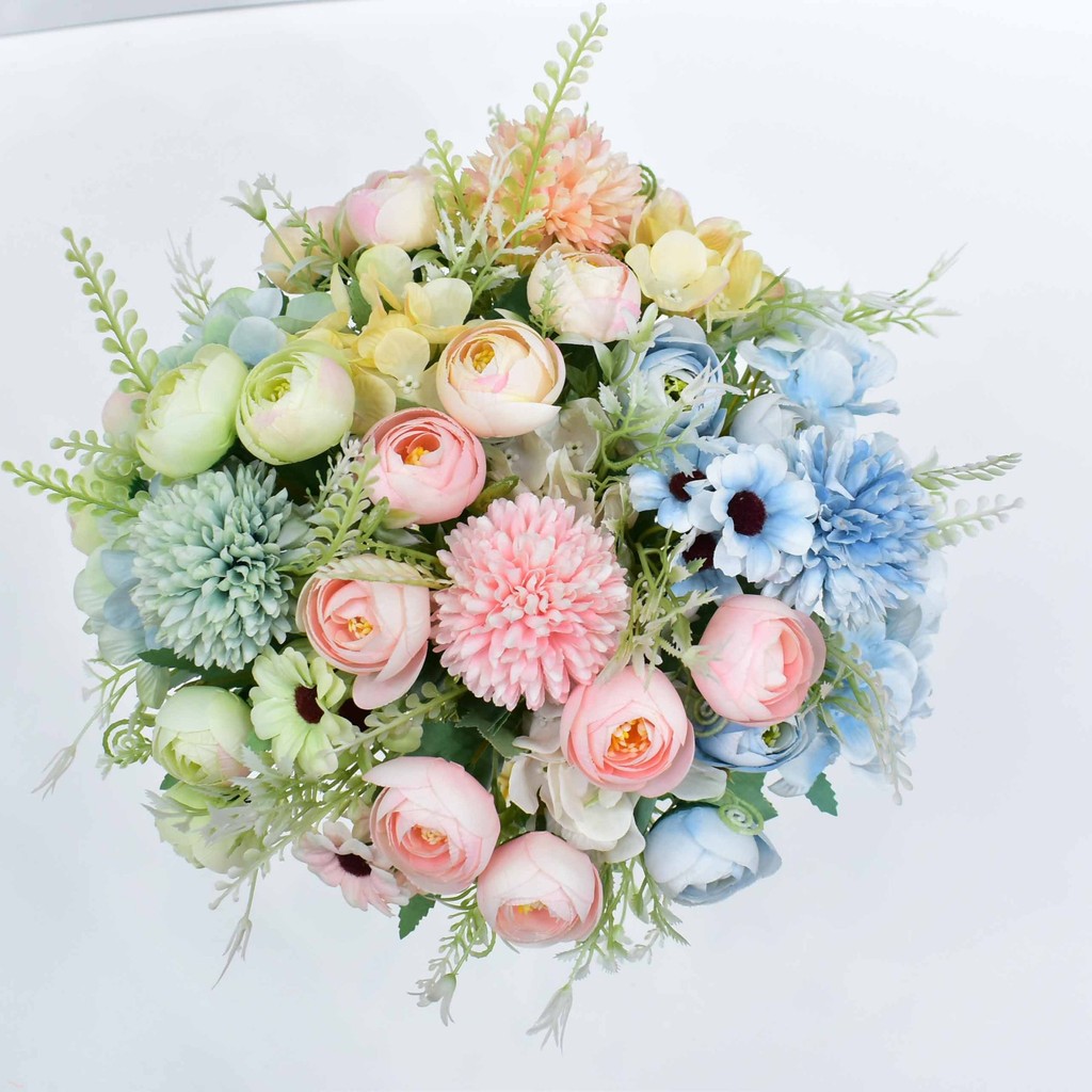 Bouquet De Flores Artificiais De Buquê De Rosas Com 28 Para Decoração De Casamento , Noiva , Arranjos