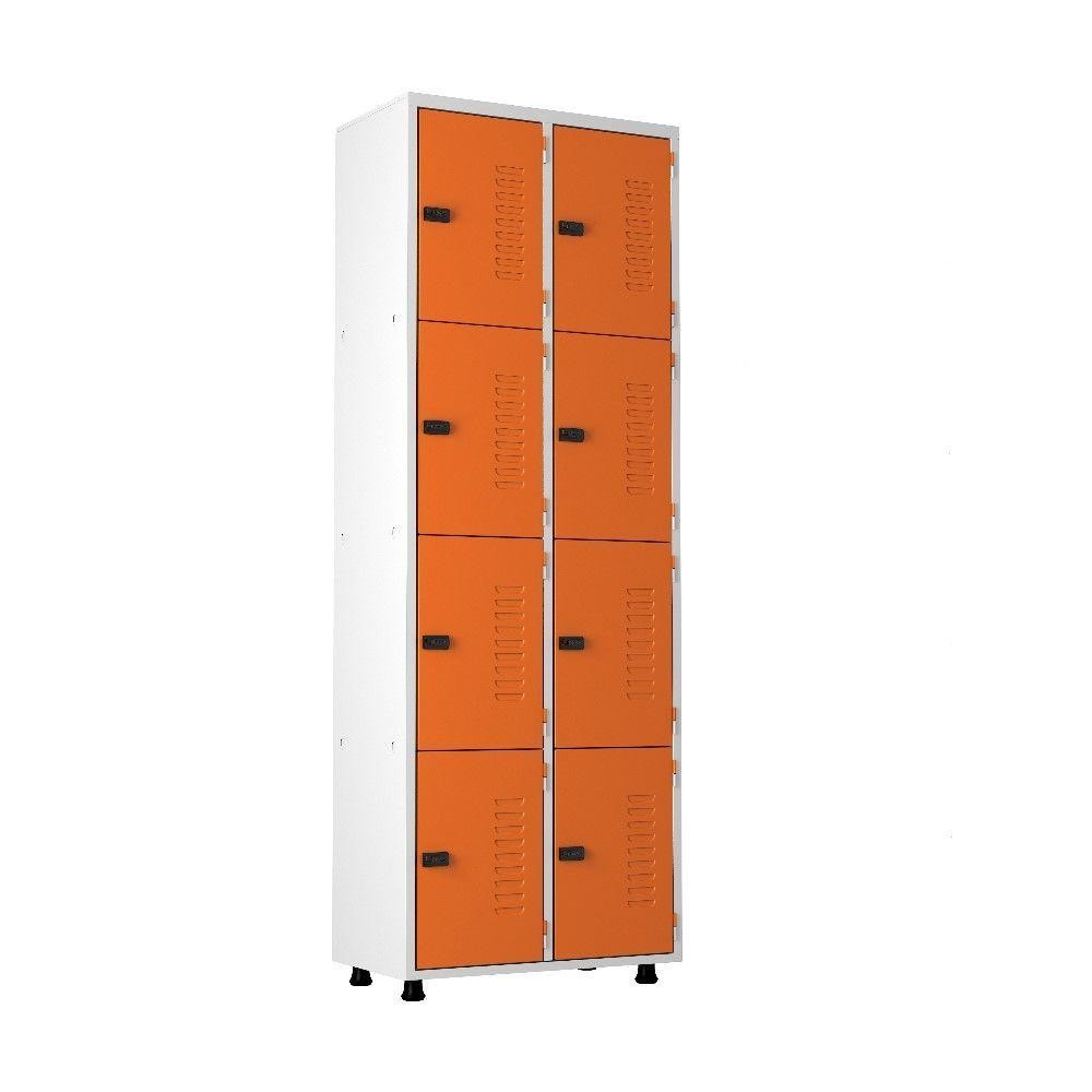 Armário  Aço 8 Portas Academia Guarda Volume Ea702 Laranja