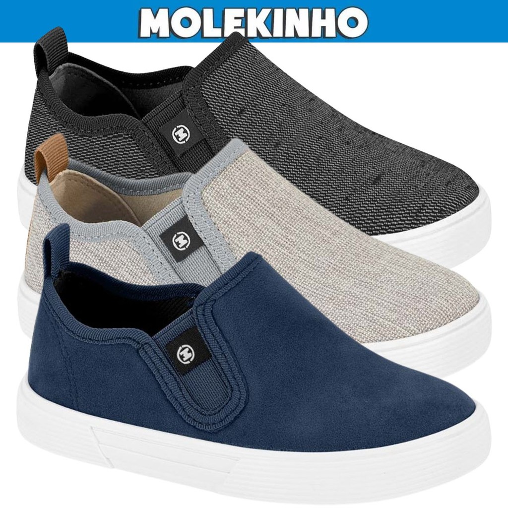 Slip ON Mocassim Infantil Sapatênis Menino Molekinho Masculina Básico ORIGINAL