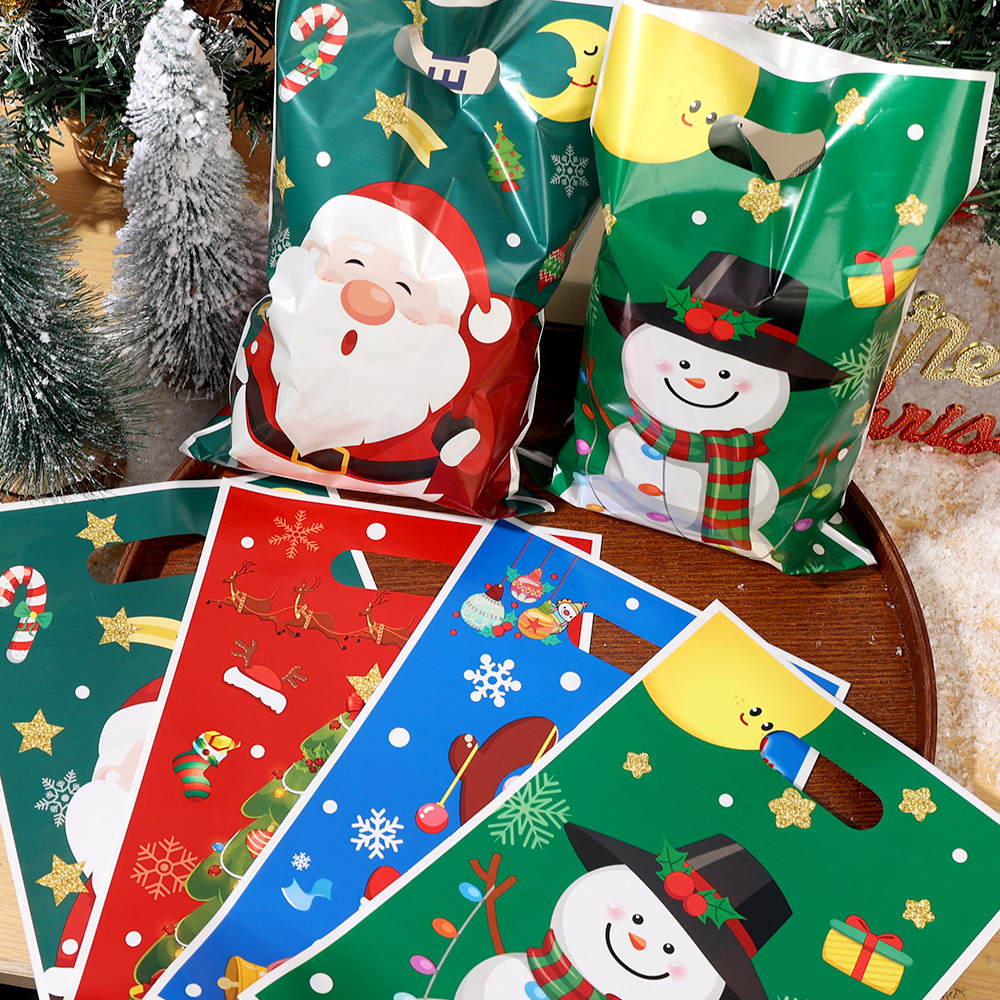 Unidades De Sacos De Doces De Natal-Saco De Embrulho De Presente-Bolsas De Grande Capacidade-Bolsa Com Padrão De Alce — imagem 2 de 2