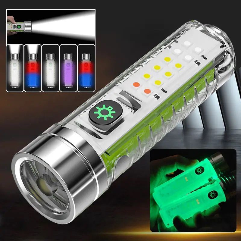 Lanterna magnetica Multifuncional De 30W LED Mini zoom Transparente Com Suporte Caneta Bateria Integrada super brilhante