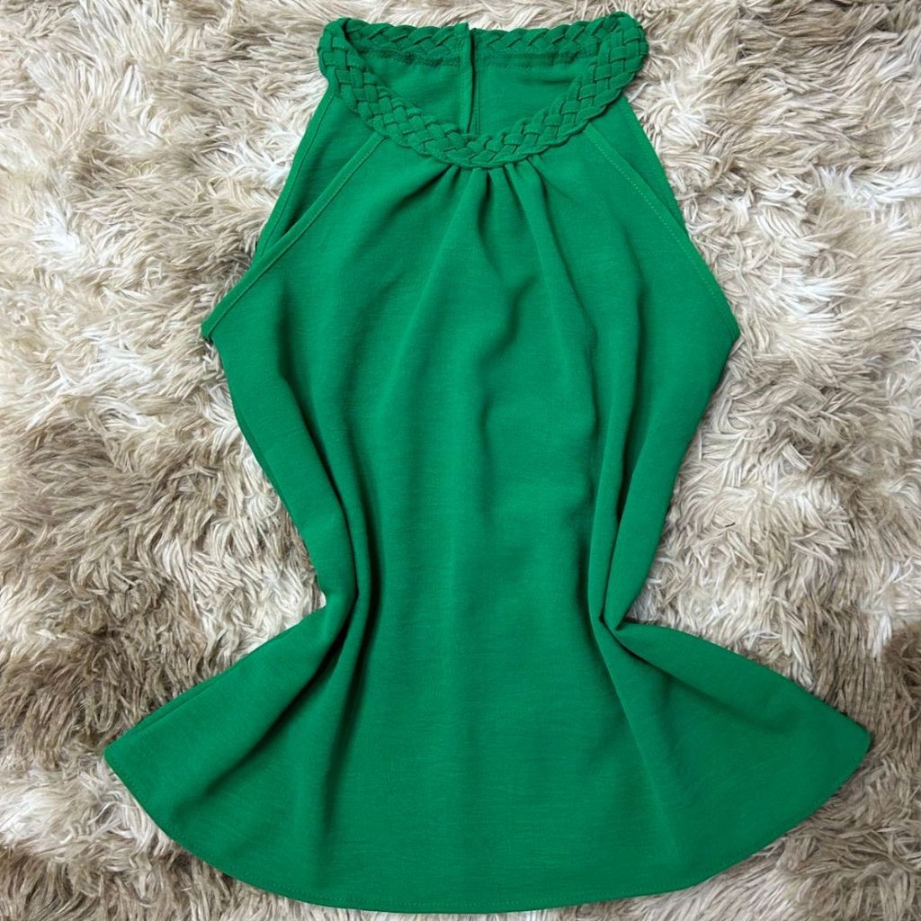 Blusa Infantil Juvenil Camiseta Regata social Tecido duna Trança na Gola Lisa Verão Casual em Oferta na Shopee