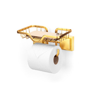 Porta Papel Higiênico Com Suporte de Celular Para Banheiro Lavabo Cor Dourado Arthi em Oferta na Shopee