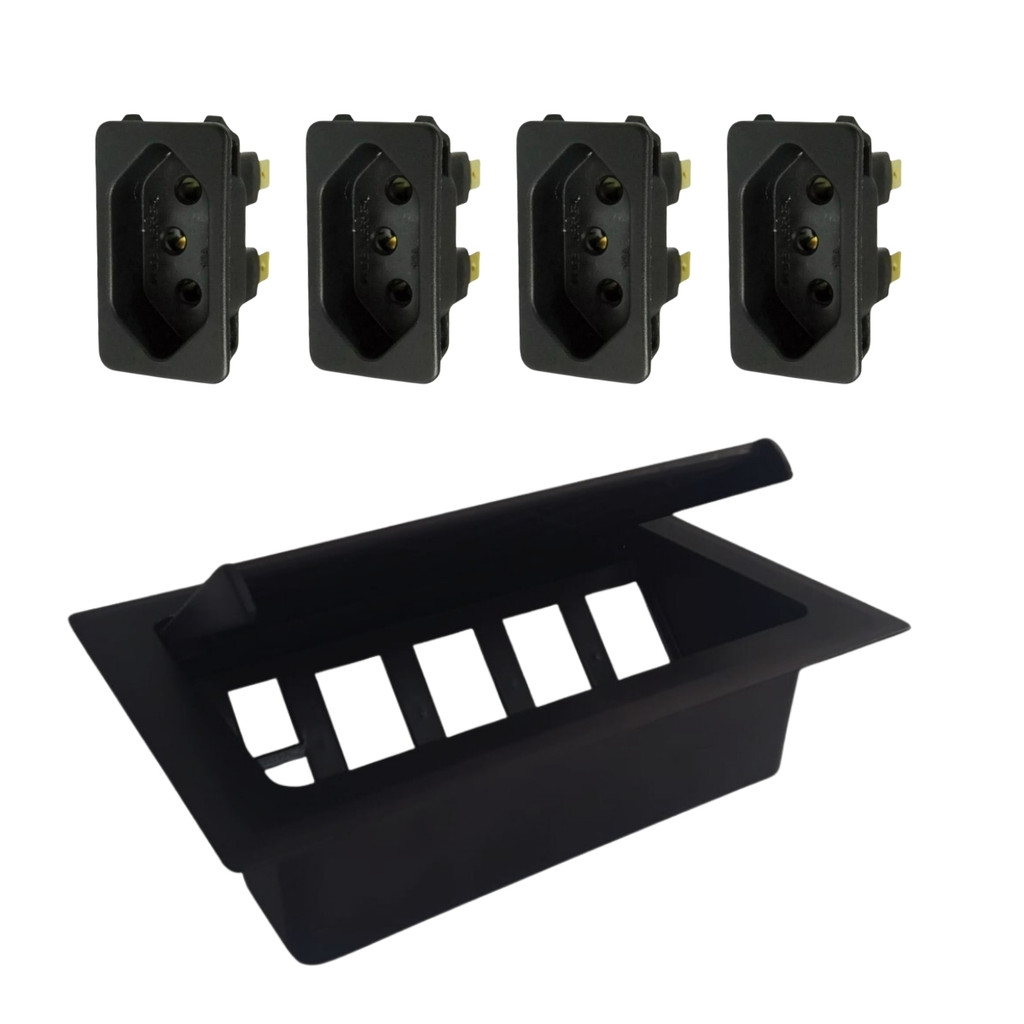 Caixa De Tomada Embutir Mesa Home Office Com 4 Tomadas 10a em Oferta na Shopee