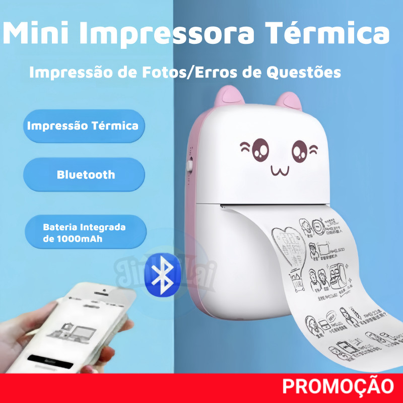 Mini Impressora Térmica Portátil De Bolso Sem Fio Fotos Notas Bluetooth Imagem Para Xiaomi...