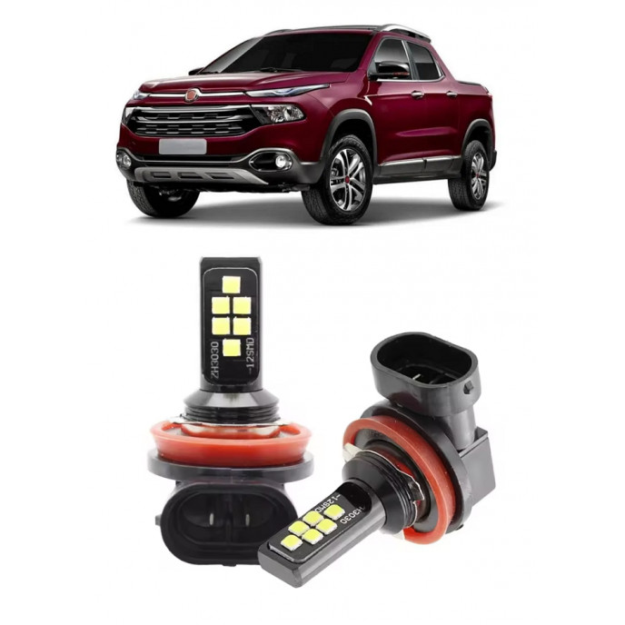 Par Lampada LED Bulbs Farol Milha Fiat Toro 2017 2018 2019 2020 6000k