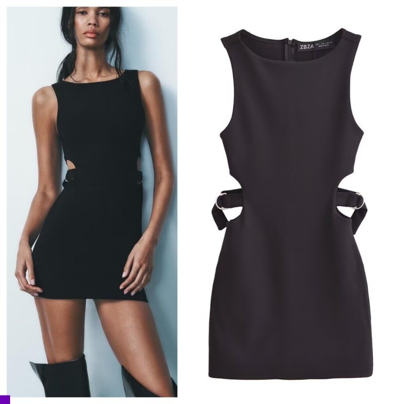 Estilo europeu americano 2024 outono novo estilo feminino em torno do pescoço sem mangas m...