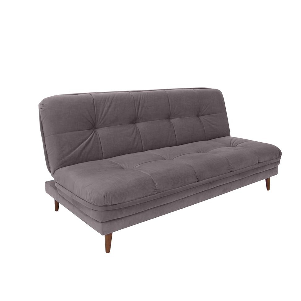 Sofá-Cama Casal 3 Lugares Anitta Suede Cinza - Home & Living