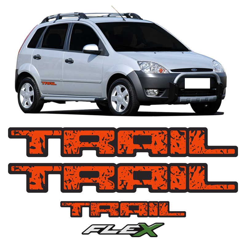 Kit Adesivos Ford Fiesta Trail 2005/ + Emblema Flex Traseiro