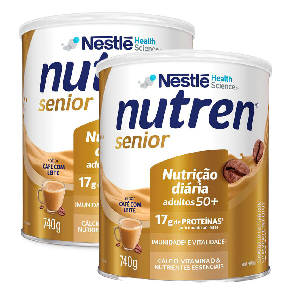 Kit 2 Nutren Senior Complemento Alimentar Café com Leite 740g - Food & Beverages