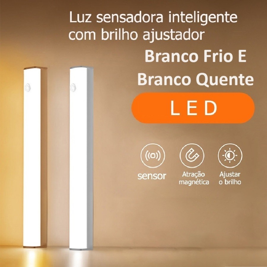 30Cm Luz LED Branco Quente Ou Frio Sem Fio Sensor Carregamento USB  De Inteligente Do Guarda Roupa Quarto