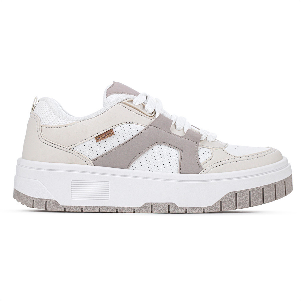 Tênis Anacapri 30533 Branco Marrom e Off White - Feminino em Oferta na Shopee