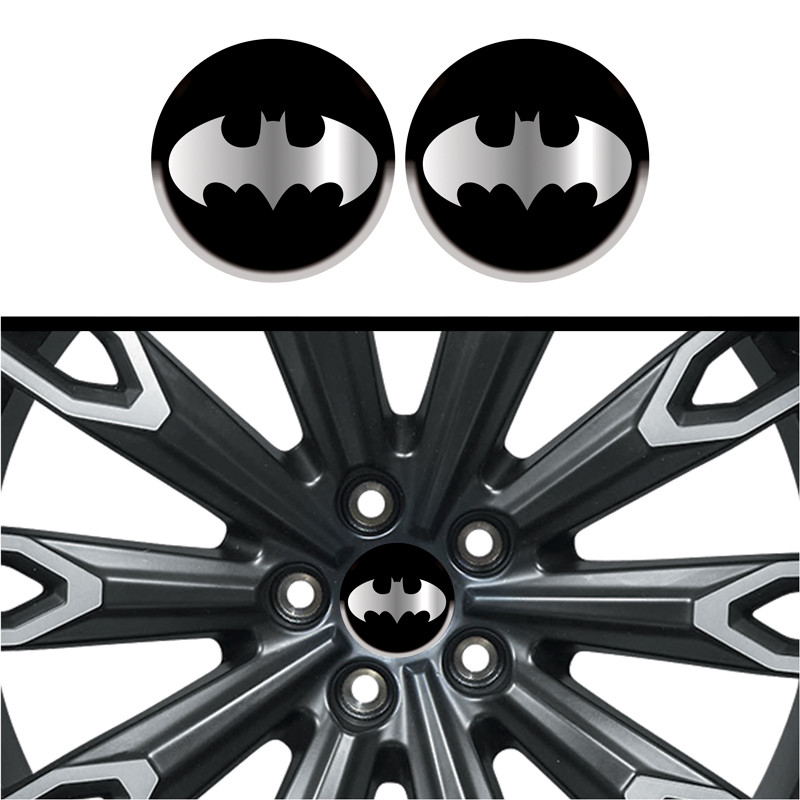 Kit 4 Emblema BatMan cromo fundo preto 48 mm