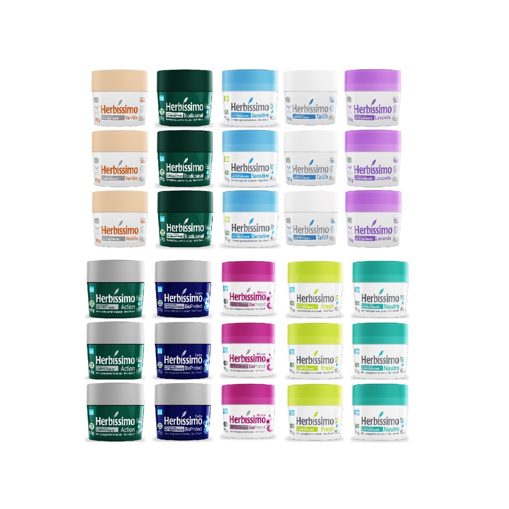 Herbissimo Antiperspirante Kit 3 unidades 55g em Oferta na Shopee
