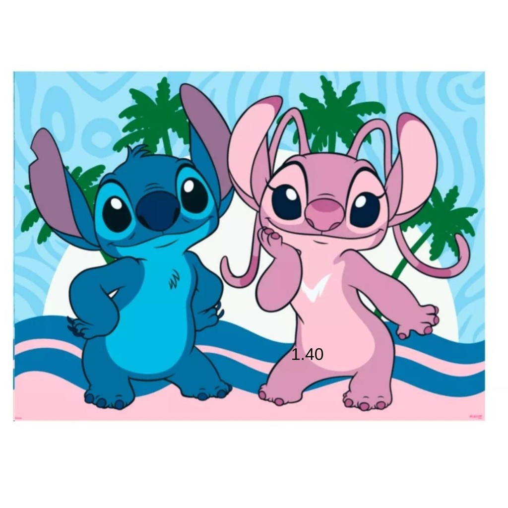 Painel TNT Festa Stitch e Angel 1,00 x 1,40m Decoração Stitch Rosa Festa Aniversário Festa Infantil Lilo e Stitch