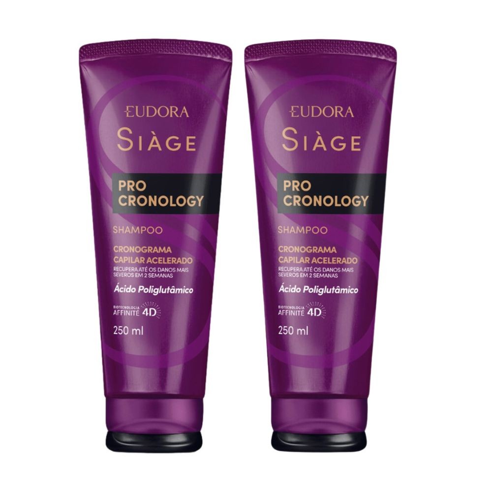 Kit 2 Shampoo Eudora Siàge Pro Cronology Cronograma Capilar Acelerado 250ml - Beauty