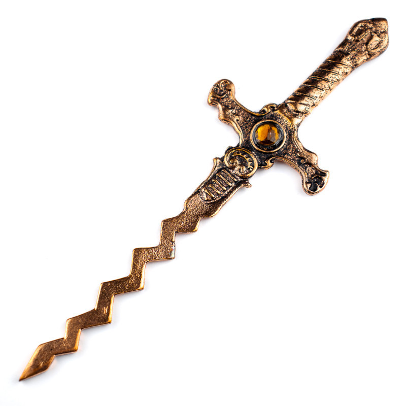 Athame Artesanal Iansa Metal Envelhecido Cobre 16,5 cm Pedra Amarela