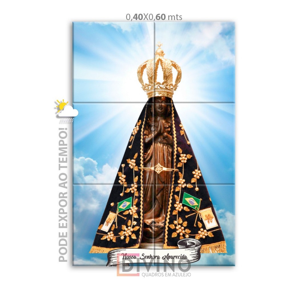 Quadro Imagem Nossa Senhora Aparecida 100% Cerâmica - Lindo!